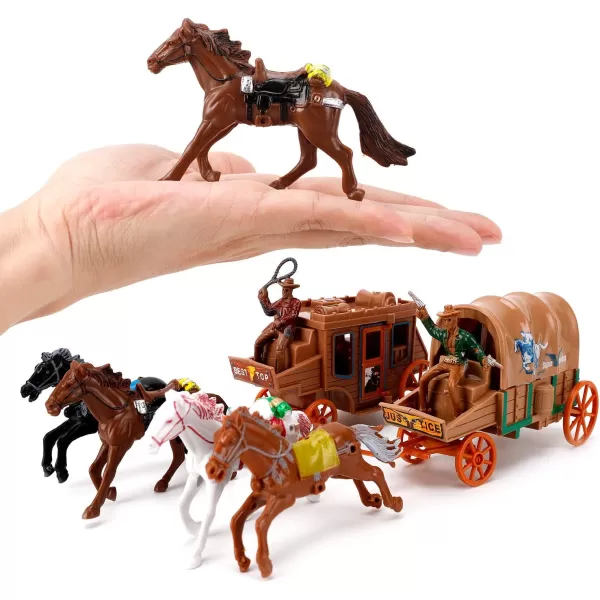 imageLiberty Imports 58 PCS Wild West Cowboys and Indians Plastic Figures Play Set Educational Toys Bucket of Native American Indians Plastic Action Soldiers Figurines and Accessories