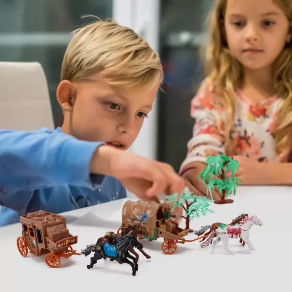 imageLiberty Imports 58 PCS Wild West Cowboys and Indians Plastic Figures Play Set Educational Toys Bucket of Native American Indians Plastic Action Soldiers Figurines and Accessories