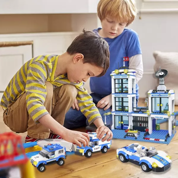 imageLiberty Imports 736 Pieces City Police Station ampamp Car Building Blocks Set with 3 Police Cars Toy Cop Patrol Car Prison Car Construction Toy Building Bricks Kit Gift for Boys Girls 612Police Station