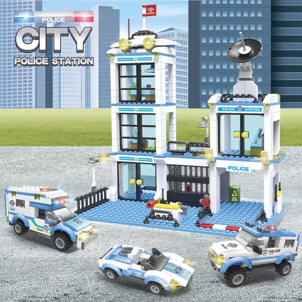 imageLiberty Imports 736 Pieces City Police Station ampamp Car Building Blocks Set with 3 Police Cars Toy Cop Patrol Car Prison Car Construction Toy Building Bricks Kit Gift for Boys Girls 612Police Station