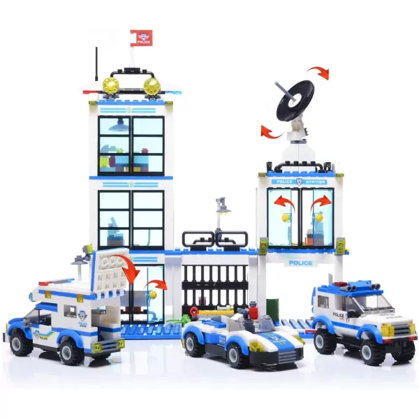 imageLiberty Imports 736 Pieces City Police Station ampamp Car Building Blocks Set with 3 Police Cars Toy Cop Patrol Car Prison Car Construction Toy Building Bricks Kit Gift for Boys Girls 612Police Station
