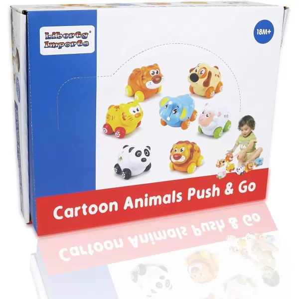 imageLiberty Imports 8 PCS Cartoon Animals Friction Push and Go Toy Cars Play Set for Babies and Toddlers  Cute Mini Play Vehicles Party Favors  Age 18 Months and Up