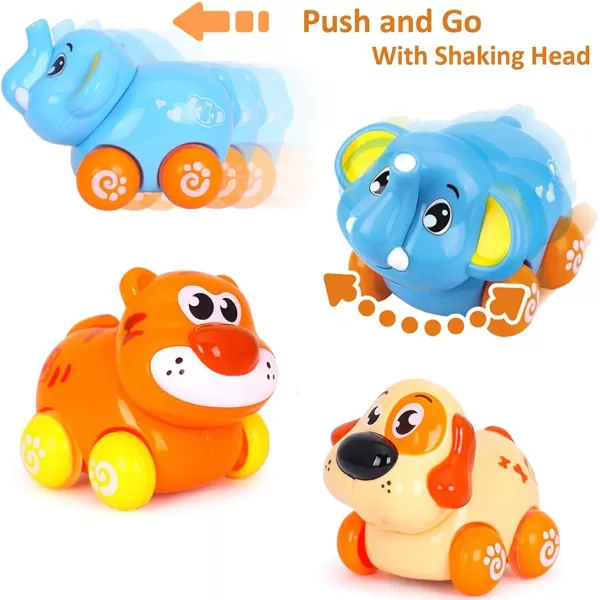 imageLiberty Imports 8 PCS Cartoon Animals Friction Push and Go Toy Cars Play Set for Babies and Toddlers  Cute Mini Play Vehicles Party Favors  Age 18 Months and Up