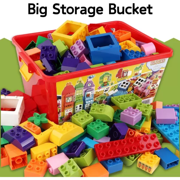 imageLiberty Imports Big Building Blocks 166 Pieces with Storage Organizer Box Large Bricks Set Educational Learning Classic Construction Toy Set for Toddlers Kids  Compatible with Duplo