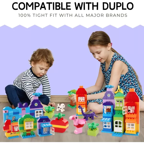 imageLiberty Imports Big Building Blocks 166 Pieces with Storage Organizer Box Large Bricks Set Educational Learning Classic Construction Toy Set for Toddlers Kids  Compatible with Duplo