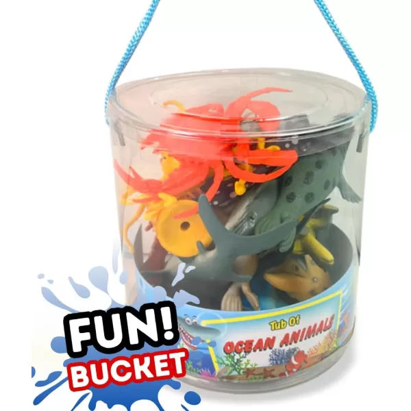 imageLiberty Imports Bucket of Ocean Sea Animals Toys  16 PCS Large Underwater Deep Sea Creaures Realistic Soft Plastic Marine Educational Toy Figures Playset for Toddlers Kids