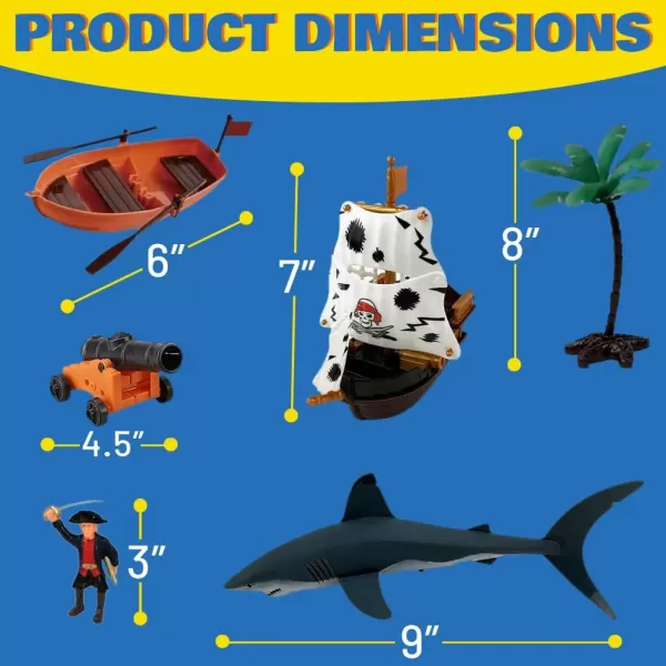 imageLiberty Imports Bucket of Pirate Action Figures Toys Playset with Pirate Ship Boat Treasure Chest Cannons Shark for Kids Imaginary Pretend Play
