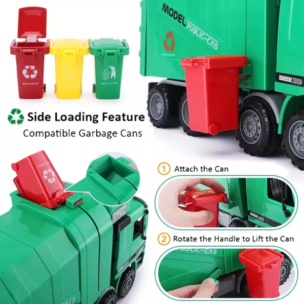imageLiberty Imports Kids 14quot Garbage Truck Toy Large Friction Powered Sanitation Waste Management Truck Play Vehicle with Side Loading and Back Dump
