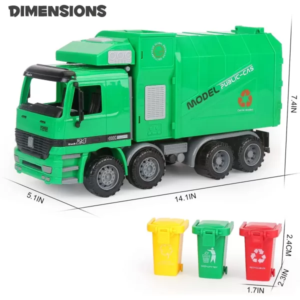 imageLiberty Imports Kids 14quot Garbage Truck Toy Large Friction Powered Sanitation Waste Management Truck Play Vehicle with Side Loading and Back Dump