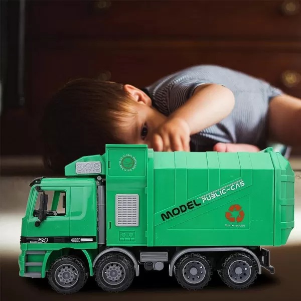 imageLiberty Imports Kids 14quot Garbage Truck Toy Large Friction Powered Sanitation Waste Management Truck Play Vehicle with Side Loading and Back Dump