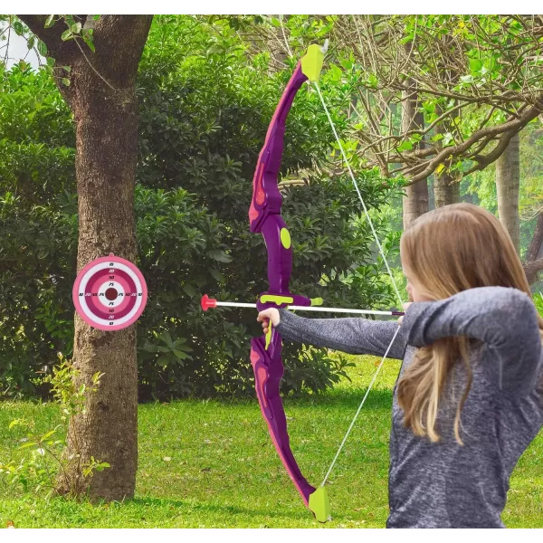 imageLiberty Imports Light Up Archery Bow and Arrow Toy Set for Girls with 6 Suction Cup Arrows Target and QuiverPink