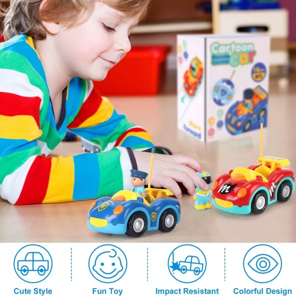 imageLiberty Imports My First Cartoon RC Remote Control Cars for Toddlers Ages 13 Radio Control Toy for Baby Kids 18 Months 2 Pack