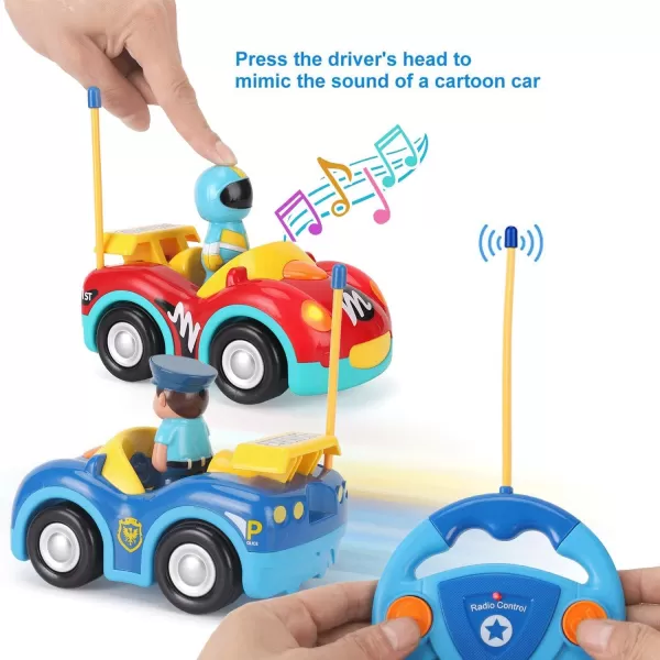 imageLiberty Imports My First Cartoon RC Remote Control Cars for Toddlers Ages 13 Radio Control Toy for Baby Kids 18 Months 2 Pack