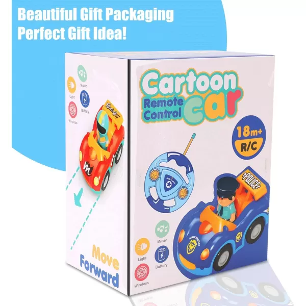 imageLiberty Imports My First Cartoon RC Remote Control Cars for Toddlers Ages 13 Radio Control Toy for Baby Kids 18 Months 2 Pack