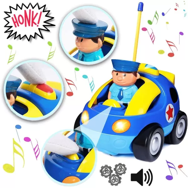 imageLiberty Imports My First Cartoon RC Remote Control Cars for Toddlers Ages 13 Radio Control Toy for Baby Kids 18 Months Police Car