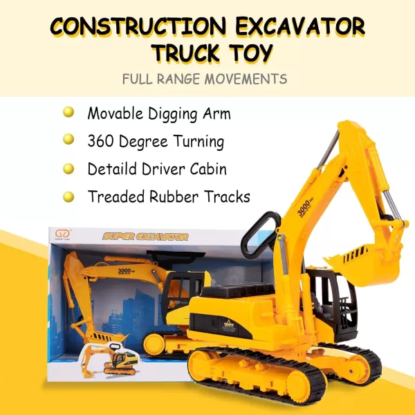 imageLiberty Imports Oversized Construction Excavator Kids Toy Play Truck Large Digger Vehicle for Boys with Realistic Movable Claw Tracks 122 Scale Model