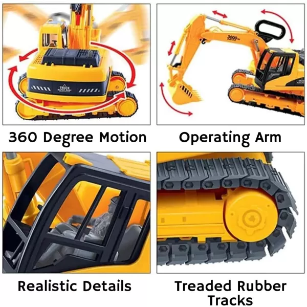 imageLiberty Imports Oversized Construction Excavator Kids Toy Play Truck Large Digger Vehicle for Boys with Realistic Movable Claw Tracks 122 Scale Model