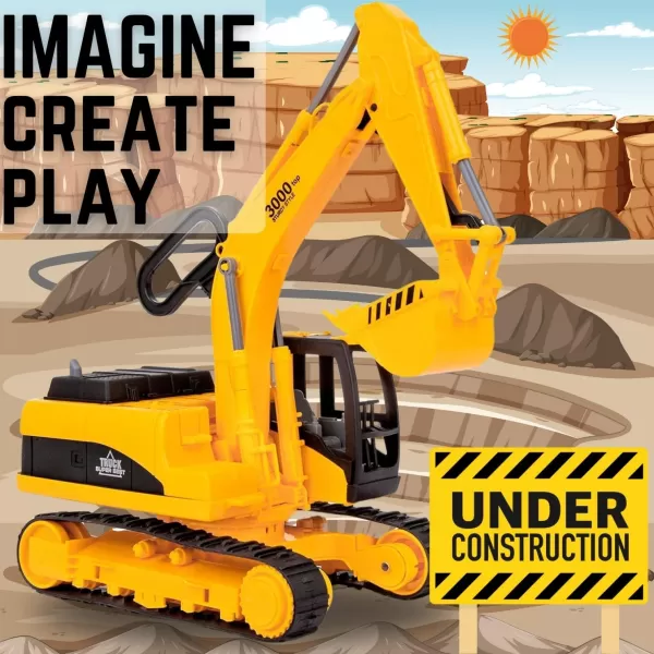 imageLiberty Imports Oversized Construction Excavator Kids Toy Play Truck Large Digger Vehicle for Boys with Realistic Movable Claw Tracks 122 Scale Model
