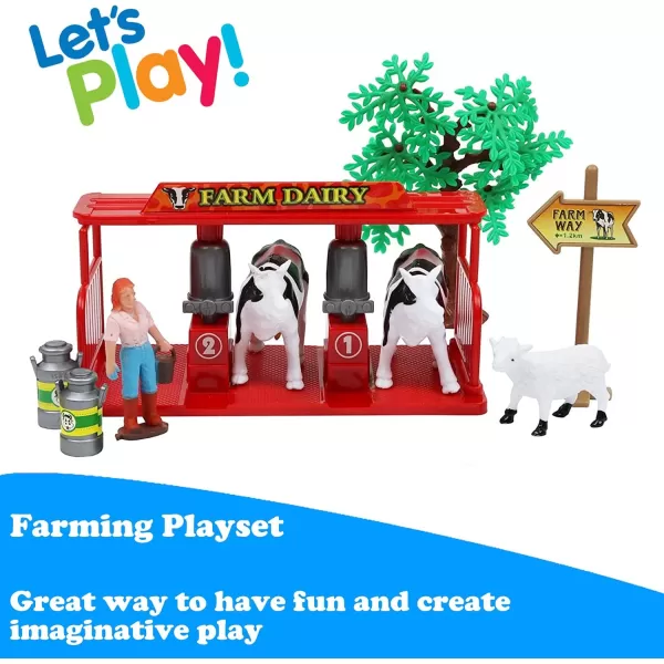 imageLiberty Imports Pretend Play Dairy Farming Toys Set with Farm Animals Farmers Figures and Accessories for Kids 23 Pieces