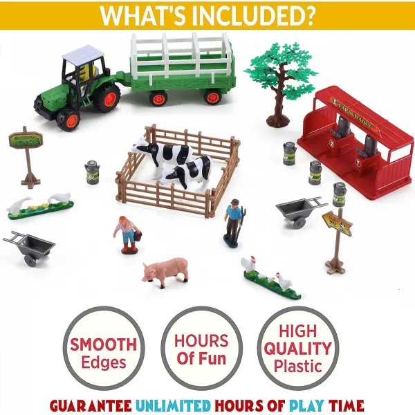imageLiberty Imports Pretend Play Dairy Farming Toys Set with Farm Animals Farmers Figures and Accessories for Kids 23 Pieces
