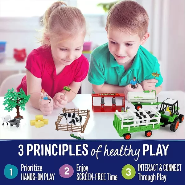 imageLiberty Imports Pretend Play Dairy Farming Toys Set with Farm Animals Farmers Figures and Accessories for Kids 23 Pieces