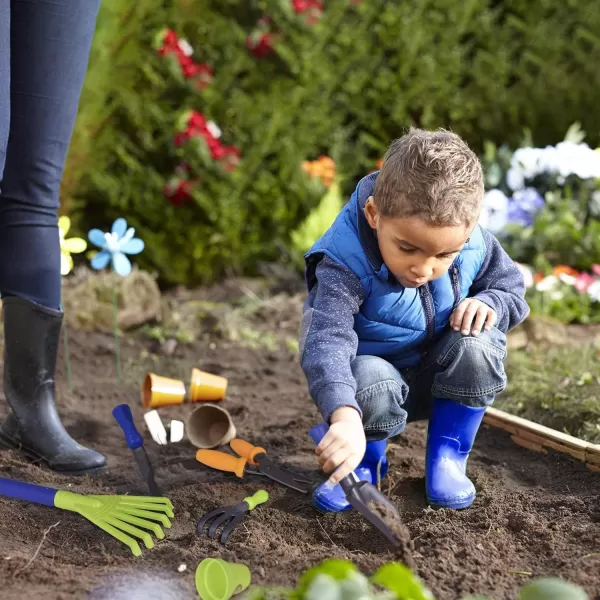 imageLiberty Imports Pull Along Garden Wagon and Gardening Tools Toy Play Set for Toddlers Kids with Outdoor Tools Plant Pots Accessories