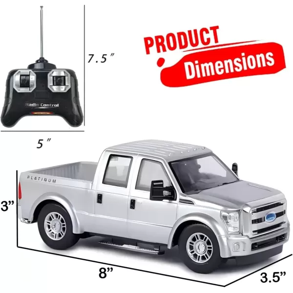 imageLiberty Imports RC Ford F350 Super Duty Toy Pickup Truck Officially Licensed Full Function RC Radio Remote Control Car Genuine 128 Scale Vehicle RedSilver