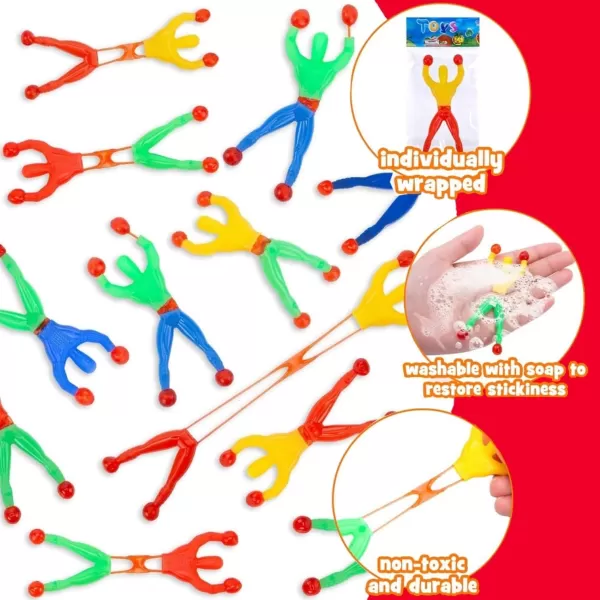 imageLiberty Imports Sticky Wall Climbing Ninjas with DIY Costume Stickers Stretchy Climbers Window Crawlers Party Favor Tricky Novelty Toys Climbing Rolling Men for Kids Pack of 24Climbing Men