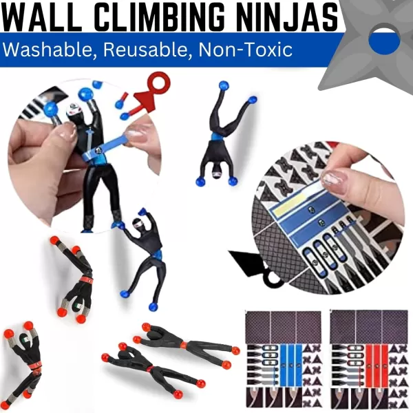 imageLiberty Imports Sticky Wall Climbing Ninjas with DIY Costume Stickers Stretchy Climbers Window Crawlers Party Favor Tricky Novelty Toys Climbing Rolling Men for Kids Pack of 24Sticky Ninjas