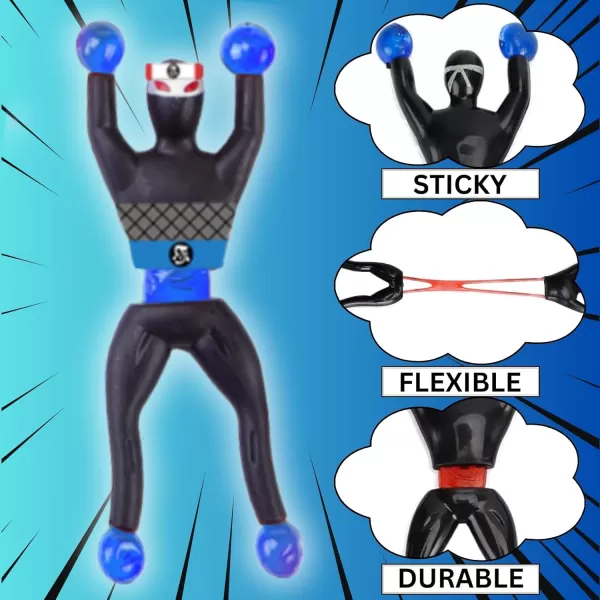 imageLiberty Imports Sticky Wall Climbing Ninjas with DIY Costume Stickers Stretchy Climbers Window Crawlers Party Favor Tricky Novelty Toys Climbing Rolling Men for Kids Pack of 24Sticky Ninjas