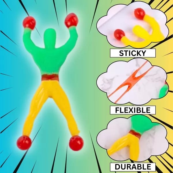 imageLiberty Imports Sticky Wall Climbing Ninjas with DIY Costume Stickers Stretchy Climbers Window Crawlers Party Favor Tricky Novelty Toys Climbing Rolling Men for Kids Pack of 24Climbing Men