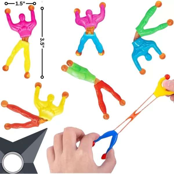 imageLiberty Imports Sticky Wall Climbing Ninjas with DIY Costume Stickers Stretchy Climbers Window Crawlers Party Favor Tricky Novelty Toys Climbing Rolling Men for Kids Pack of 24Climbing Men