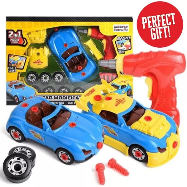 imageLiberty Imports Take Apart Racing Car Toys  Build Your Own Assembly Vehicle with 30 Piece Constructions Set and Working Electric Drill  Engine Sounds ampamp Lights