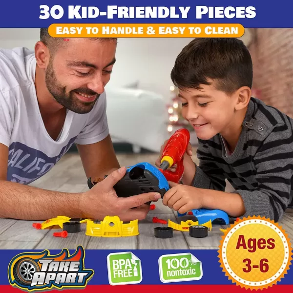 imageLiberty Imports Take Apart Racing Car Toys  Build Your Own Assembly Vehicle with 30 Piece Constructions Set and Working Electric Drill  Engine Sounds ampamp Lights