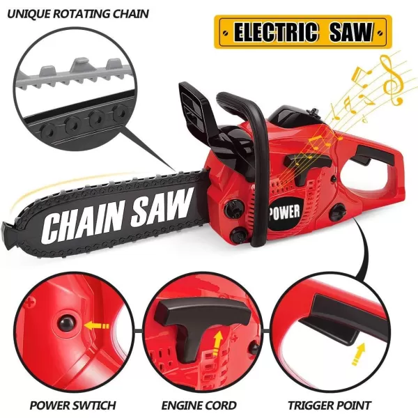 imageLiberty Imports Toy Chainsaw for Kids Power Construction Tool Electric Chainsaw Pretend Play Set with Pull Cord Rotating Chain and Realistic Sounds