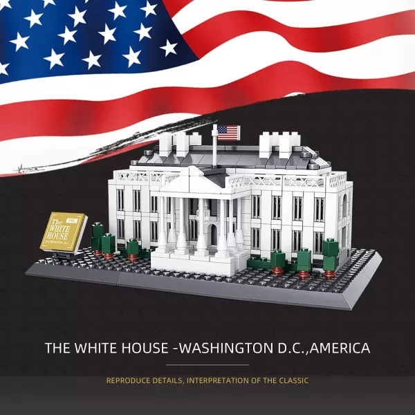 imageLiberty Imports White House Building Blocks Set 770 Pieces Washington DC White House Famous Landmark Series  Architecture Bricks Toy Model for Kids and Adults