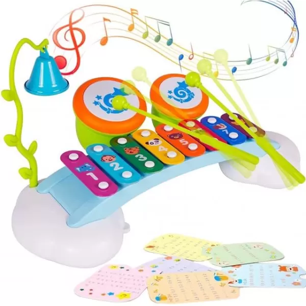 imageLiberty Imports Xylophone for Toddlers and Kids Musical Toy Instrument with Drum Kit and Sheet Music Cards for Learning Songs