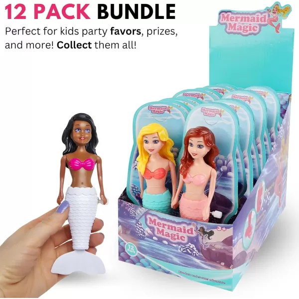 imageMermaid Bath Toys for Toddlers Kids Girls  Princess Wind Up Tail Flap Floating Water Bathtub Toys Swimming Pool Bathing Time Fun 6 Pack12 Pack