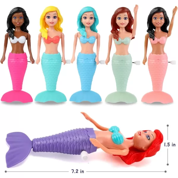 imageMermaid Bath Toys for Toddlers Kids Girls  Princess Wind Up Tail Flap Floating Water Bathtub Toys Swimming Pool Bathing Time Fun 6 Pack12 Pack