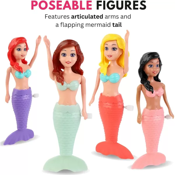 imageMermaid Bath Toys for Toddlers Kids Girls  Princess Wind Up Tail Flap Floating Water Bathtub Toys Swimming Pool Bathing Time Fun 6 Pack12 Pack