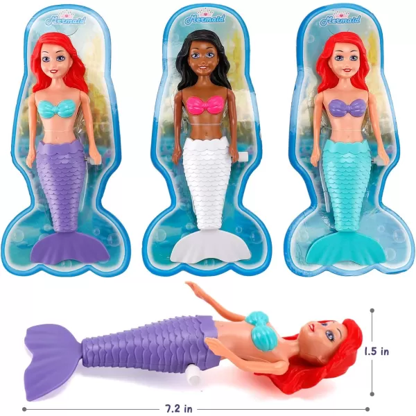 imageMermaid Bath Toys for Toddlers Kids Girls  Princess Wind Up Tail Flap Floating Water Bathtub Toys Swimming Pool Bathing Time Fun 6 Pack6 Pack