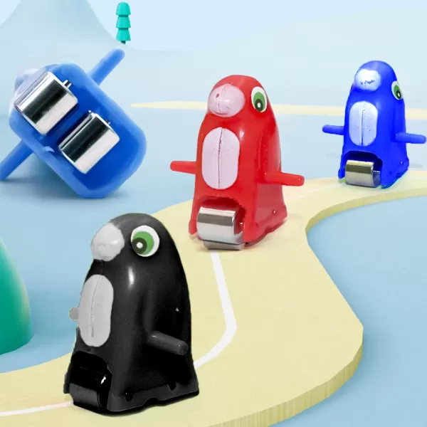 imageMusical Penguin Orbit Chasing Race Track Game Set  Playful Roller Coaster Playset with LED Flashing Lights and Music OnOff Button for Toddlers and KidsPenguin