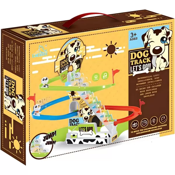 imageMusical Penguin Orbit Chasing Race Track Game Set  Playful Roller Coaster Playset with LED Flashing Lights and Music OnOff Button for Toddlers and KidsDog