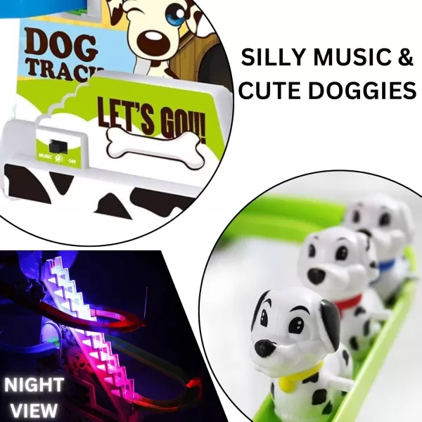 imageMusical Penguin Orbit Chasing Race Track Game Set  Playful Roller Coaster Playset with LED Flashing Lights and Music OnOff Button for Toddlers and KidsDog
