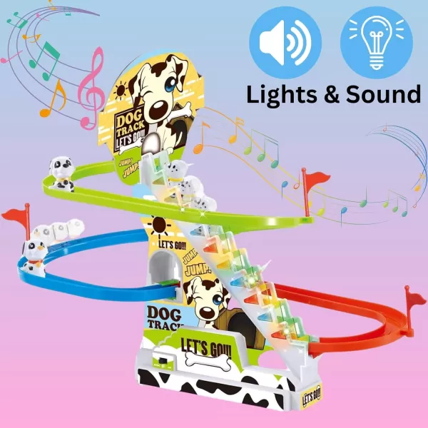 imageMusical Penguin Orbit Chasing Race Track Game Set  Playful Roller Coaster Playset with LED Flashing Lights and Music OnOff Button for Toddlers and KidsDog
