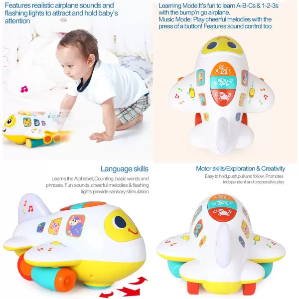 imageMy First Airplane Toy for Toddlers and Babies Early Educational Musical Plane for Learning Letters Numbers and Colors  Lights Up Sings and Moves Around