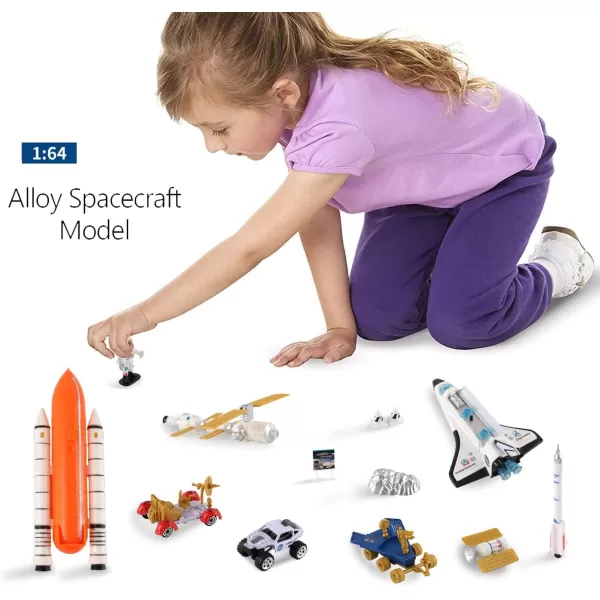 imageSpace Shuttle Exploration Toy Playset  Kids Aerospace Space Station with Diecast Alloy Spaceshuttle Fuel Tank Rocket Rovers Airplane Vehicles Satellites Astronaut Figures ampamp Accessories