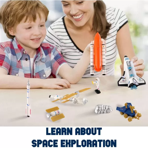imageSpace Shuttle Exploration Toy Playset  Kids Aerospace Space Station with Diecast Alloy Spaceshuttle Fuel Tank Rocket Rovers Airplane Vehicles Satellites Astronaut Figures ampamp Accessories
