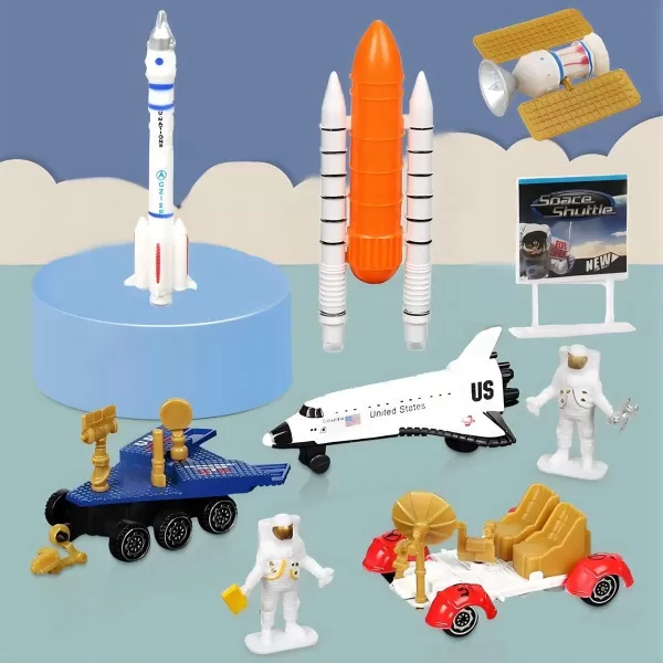 imageSpace Shuttle Exploration Toy Playset  Kids Aerospace Space Station with Diecast Alloy Spaceshuttle Fuel Tank Rocket Rovers Airplane Vehicles Satellites Astronaut Figures ampamp Accessories