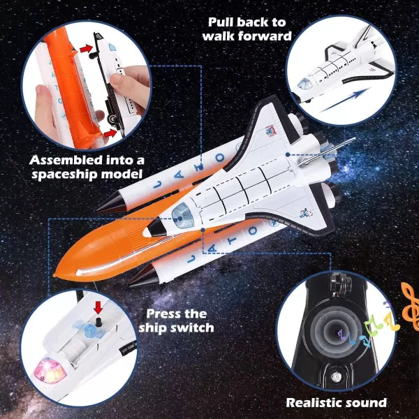 imageSpace Shuttle Exploration Toy Playset  Kids Aerospace Space Station with Diecast Alloy Spaceshuttle Fuel Tank Rocket Rovers Airplane Vehicles Satellites Astronaut Figures ampamp Accessories